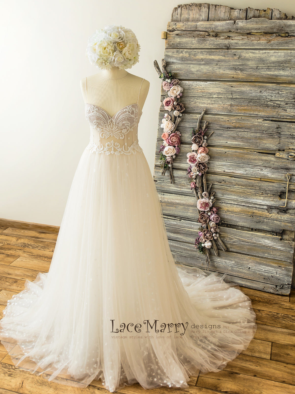 Beautiful Summer Wedding Dress with Beaded Swirl Lace - LaceMarry Beautiful Summer Wedding Dress with Beaded Swirl Lace - LaceMarry