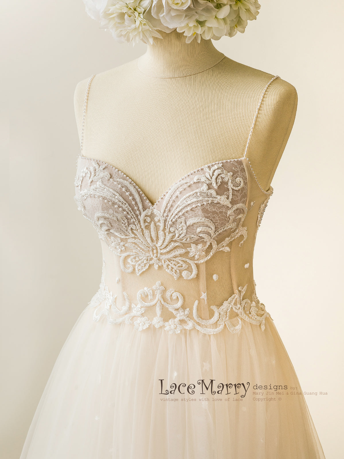 Sweetheart Bustier Corset Wedding Dress with Beading
