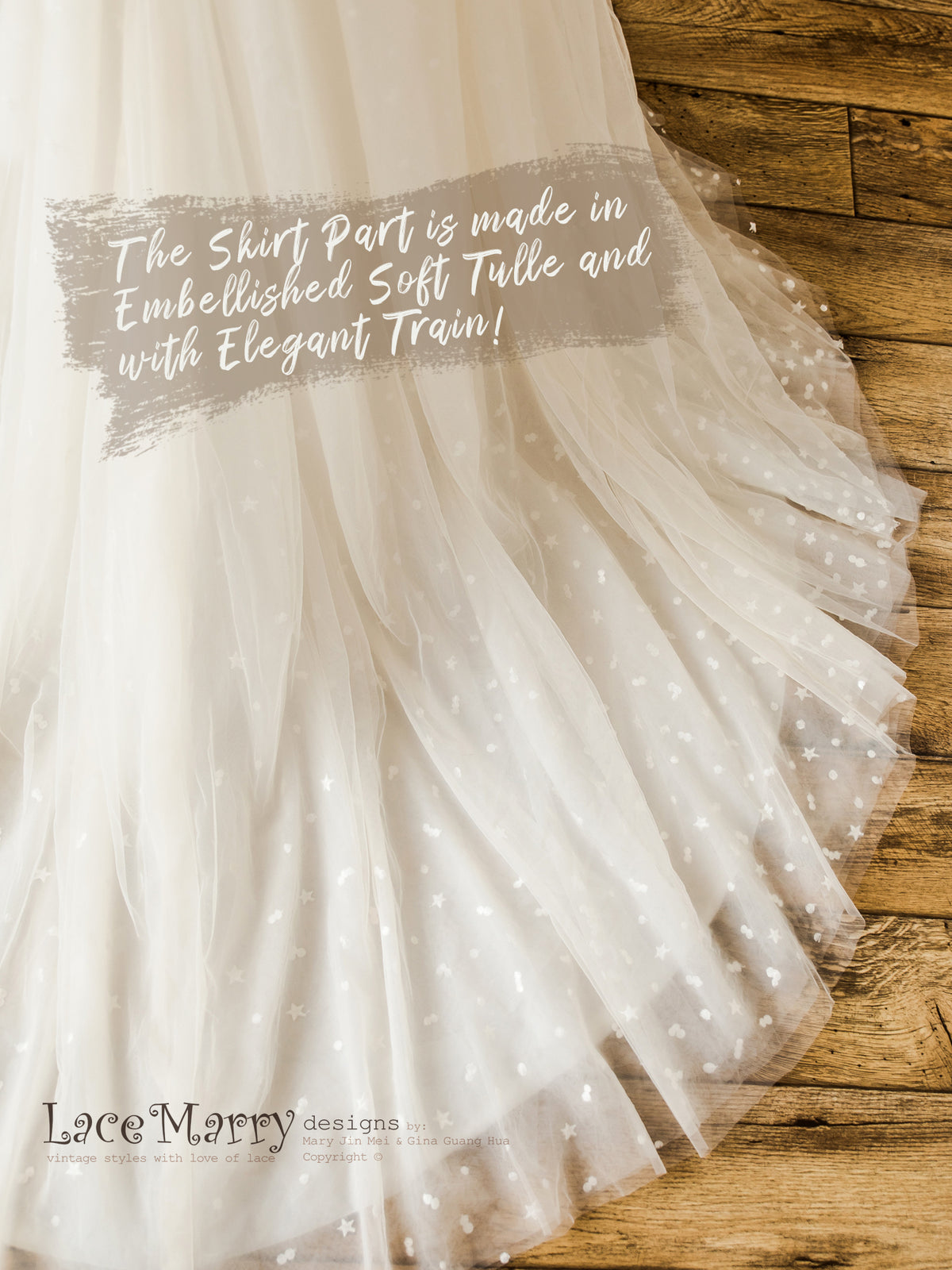 Wedding Dress Skirt from Tulle with Dots and Stars