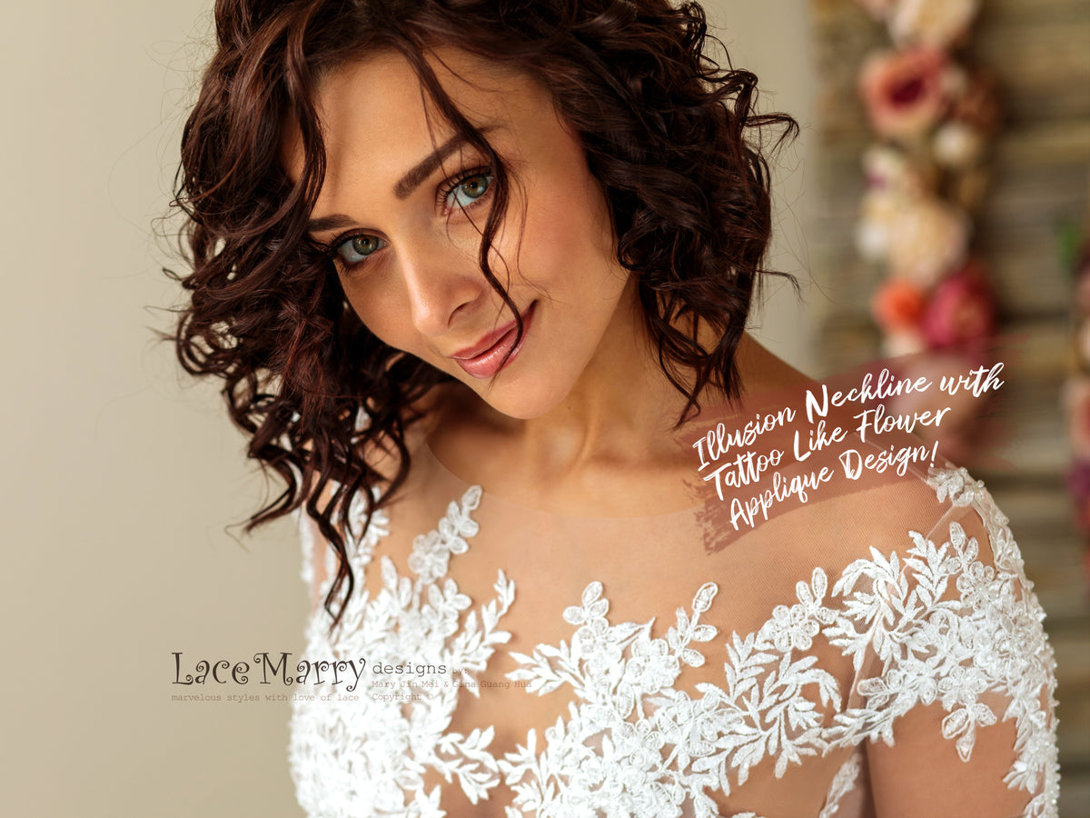 Illusion Sexy Neckline Wedding Dress