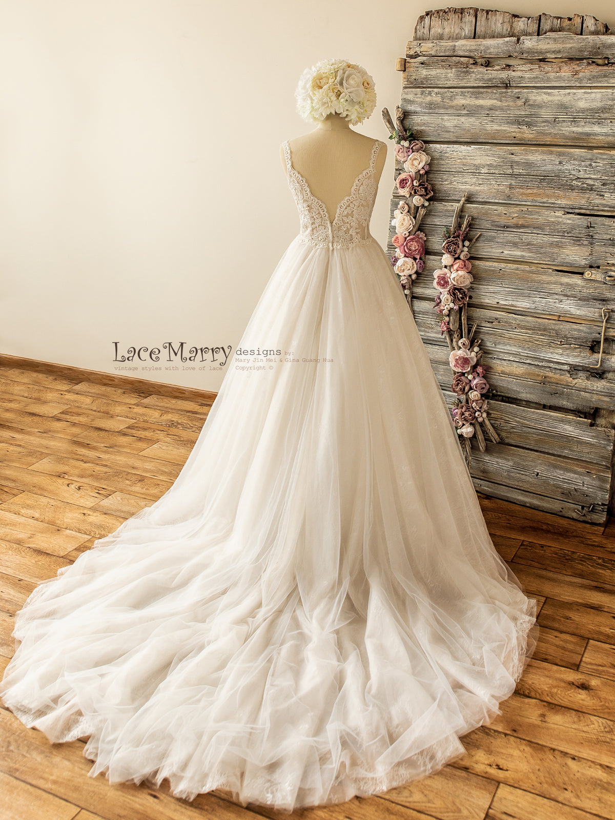 Gorgeous Cathedral Train Wedding Dress