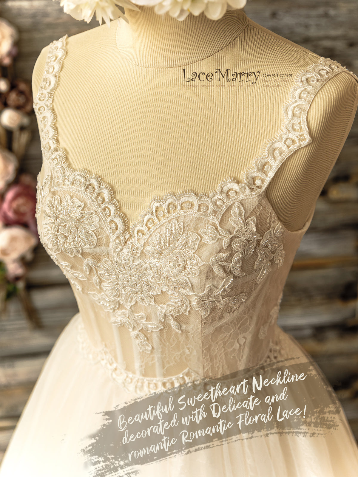 Lace Wedding Dress with Hand Beading