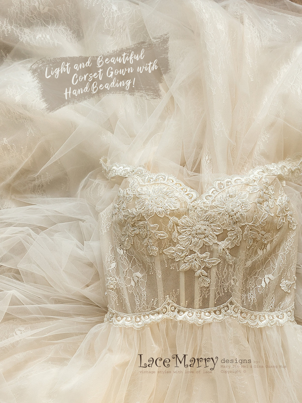 Romantic Tulle Wedding Dress with Corset Top