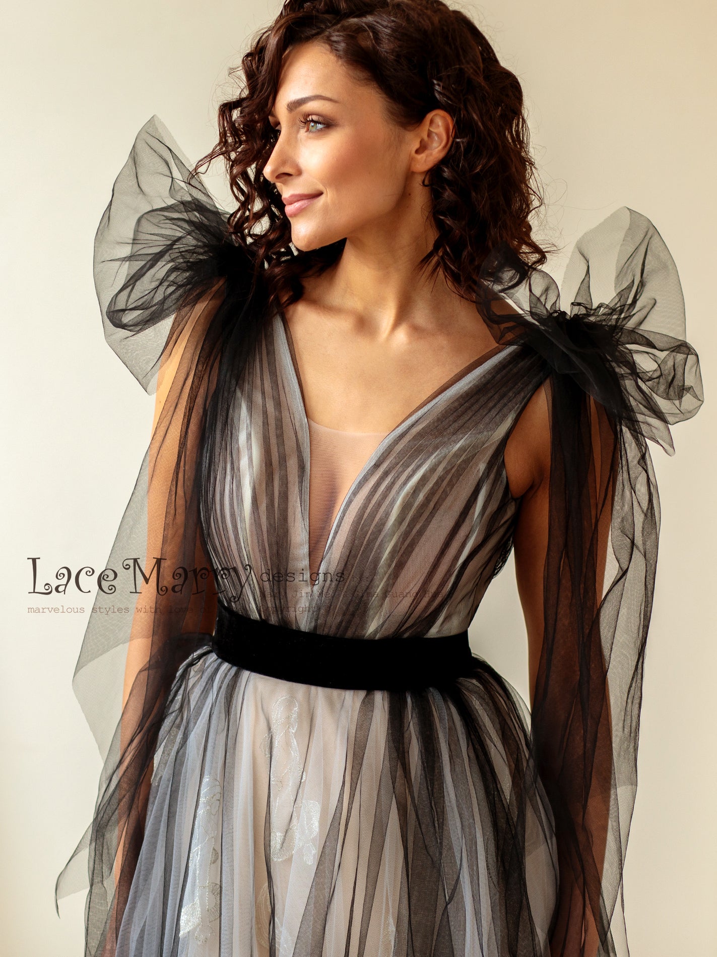 ombre wedding dress black COCOMELODY Trumpet-Mermaid Chapel Train Stretch Satin Lace Black Wedding Dresses CW3530, 45 Days / Black / US8-UK10-EUR38 main image 0