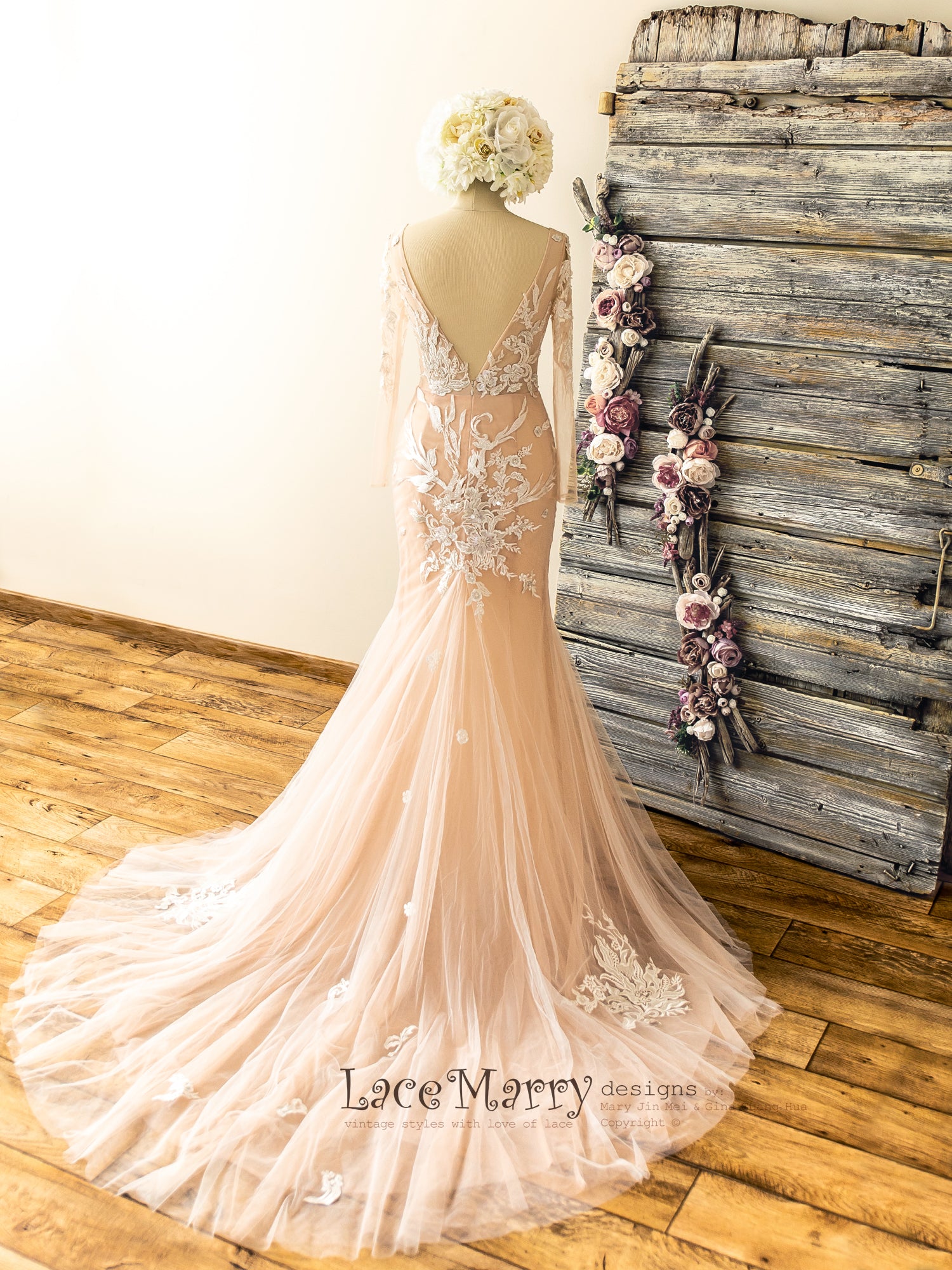 Handmade lace outlet wedding dress