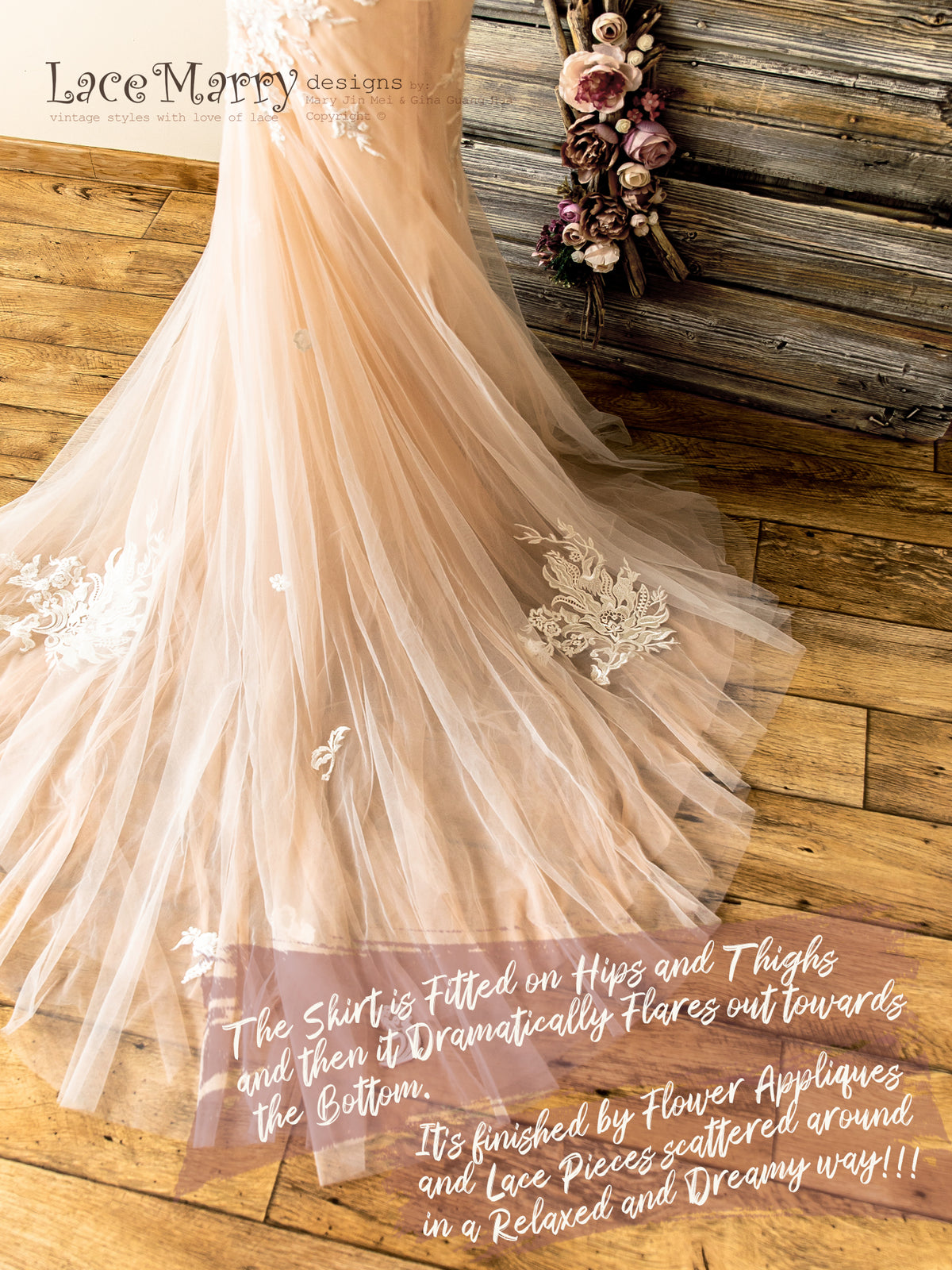 Fitted Deep Plunge Wedding Dress with Handmade Beading - LaceMarry Fitted Deep Plunge Wedding Dress with Handmade Beading - LaceMarry
