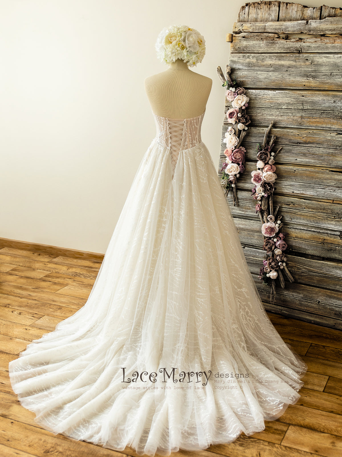 Strapless Wedding Dress with Hand Beading