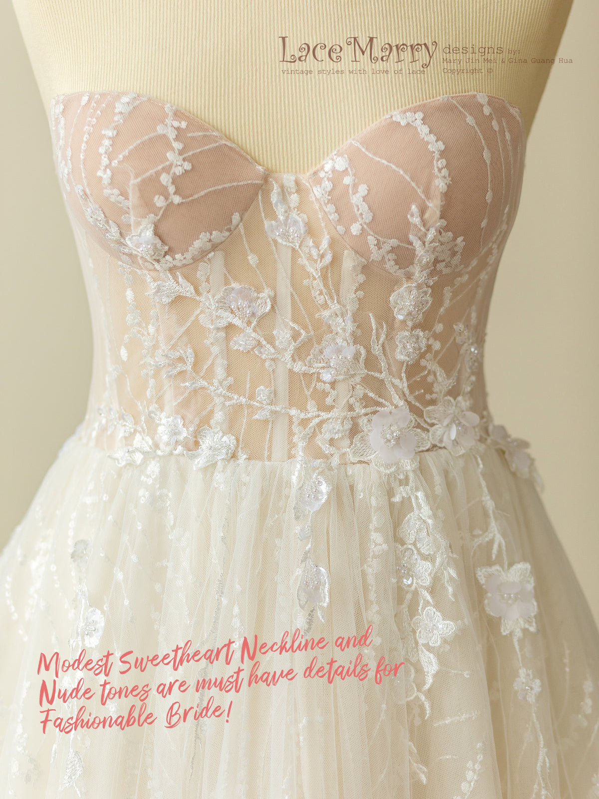 Lace Wedding Dress with Bustier Top