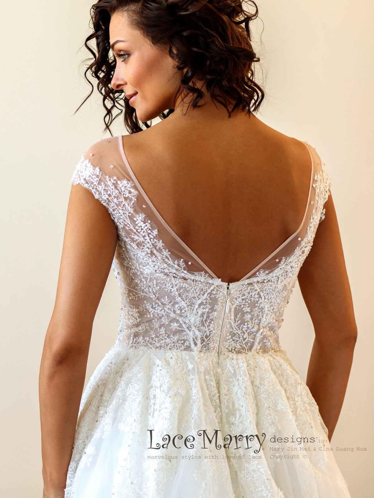 V Back Illusion Wedding Dress