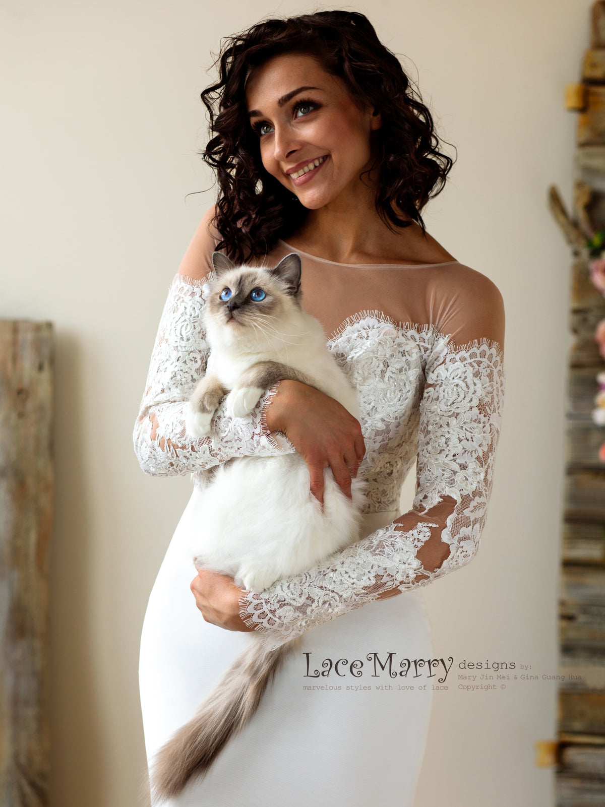 Illusion Neckline Wedding Dress