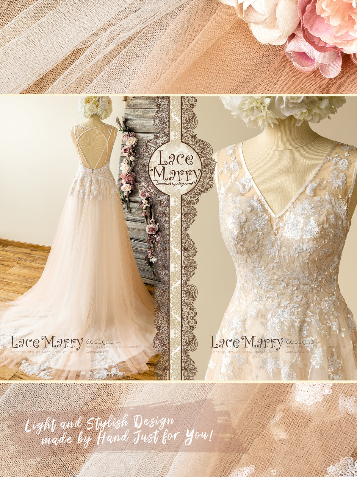 A Line Boho Wedding Dress