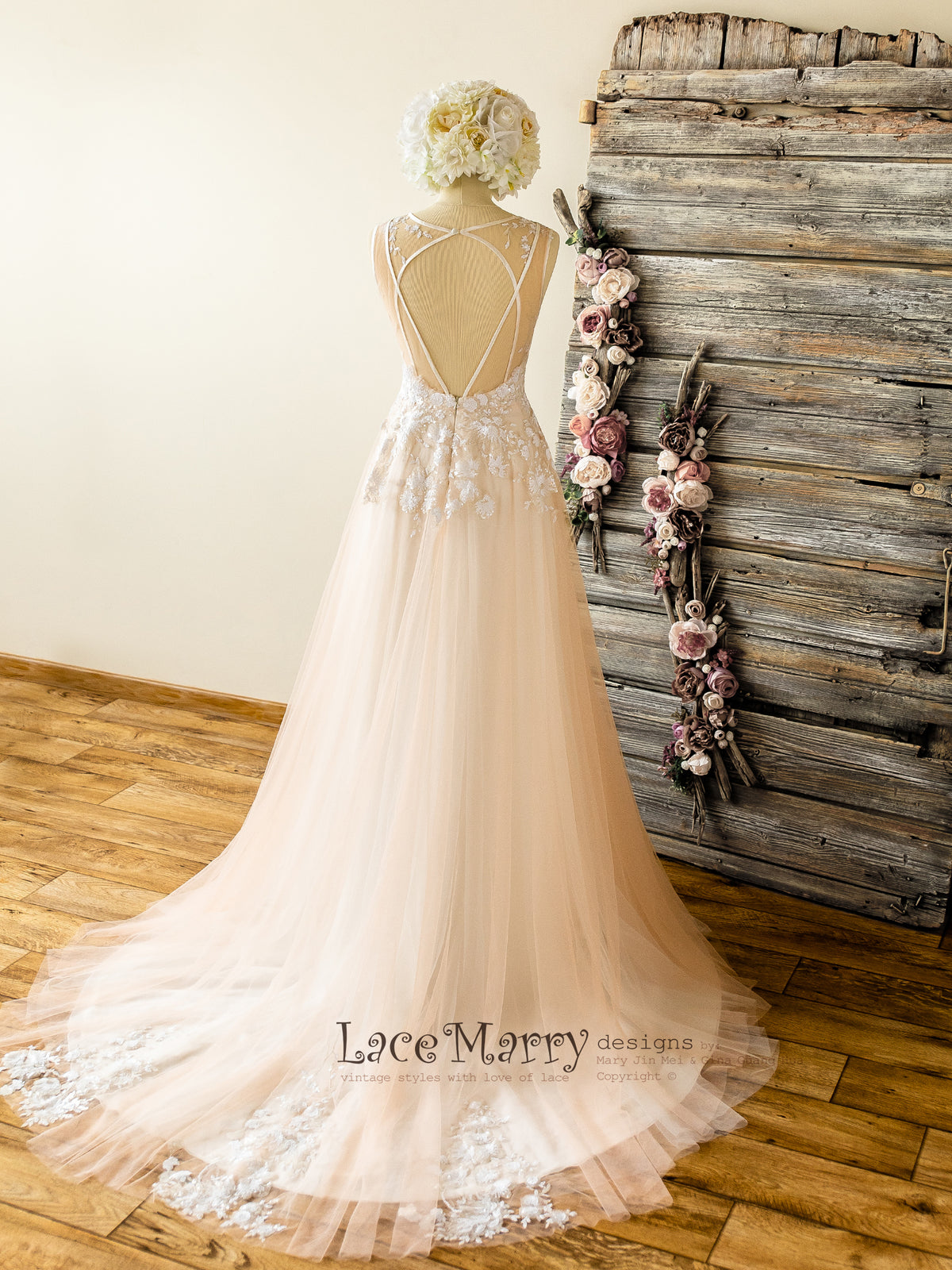 Criss Cross Back Beach Wedding Dress
