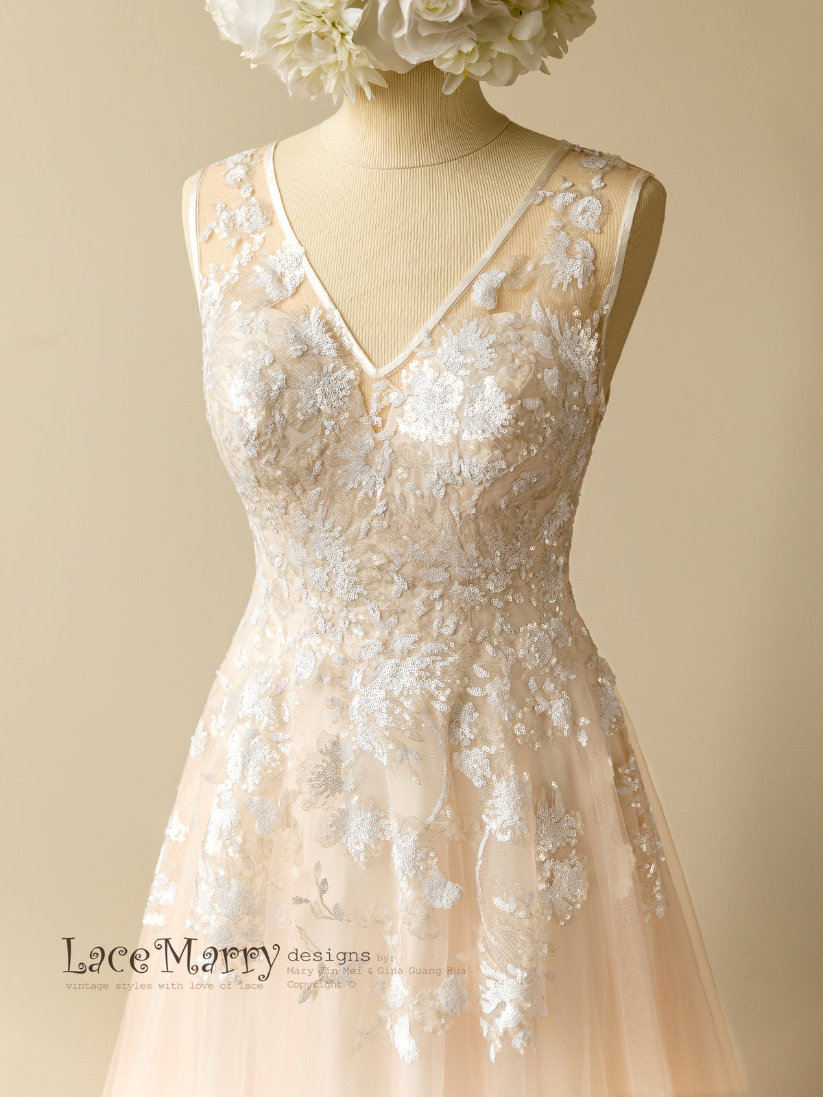 V Neck Boho Wedding Dress