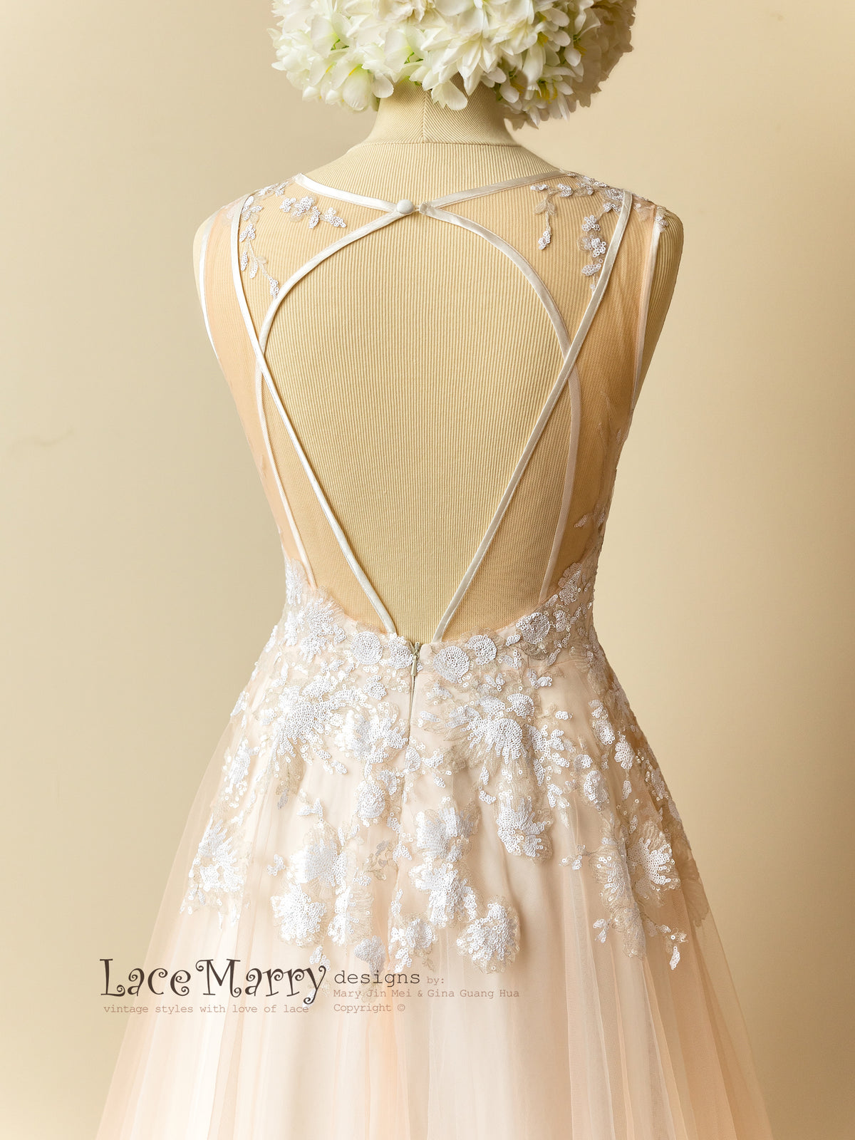 Criss Cross Back Boho Wedding Dress