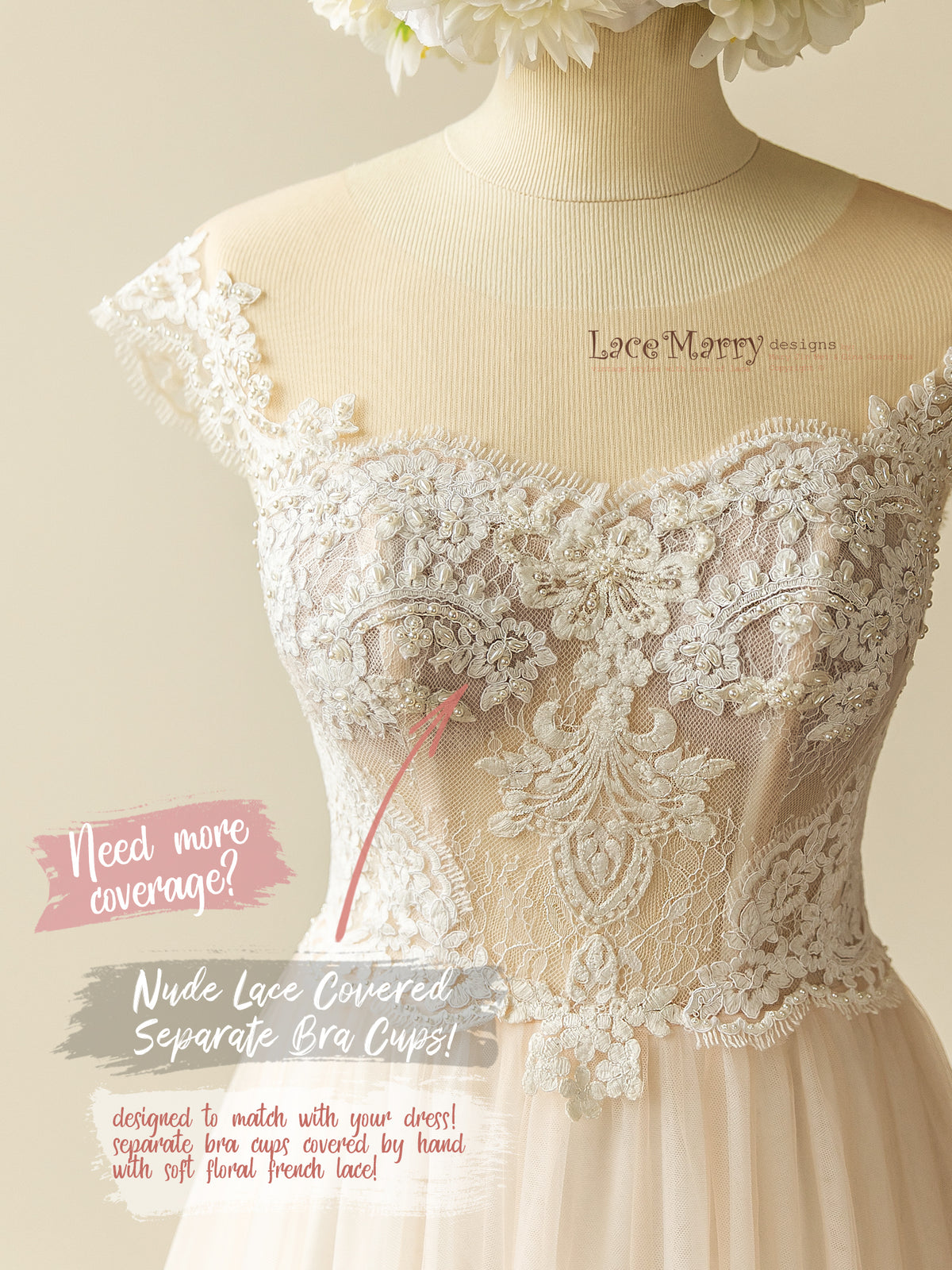 Lace Neckline Wedding Dress