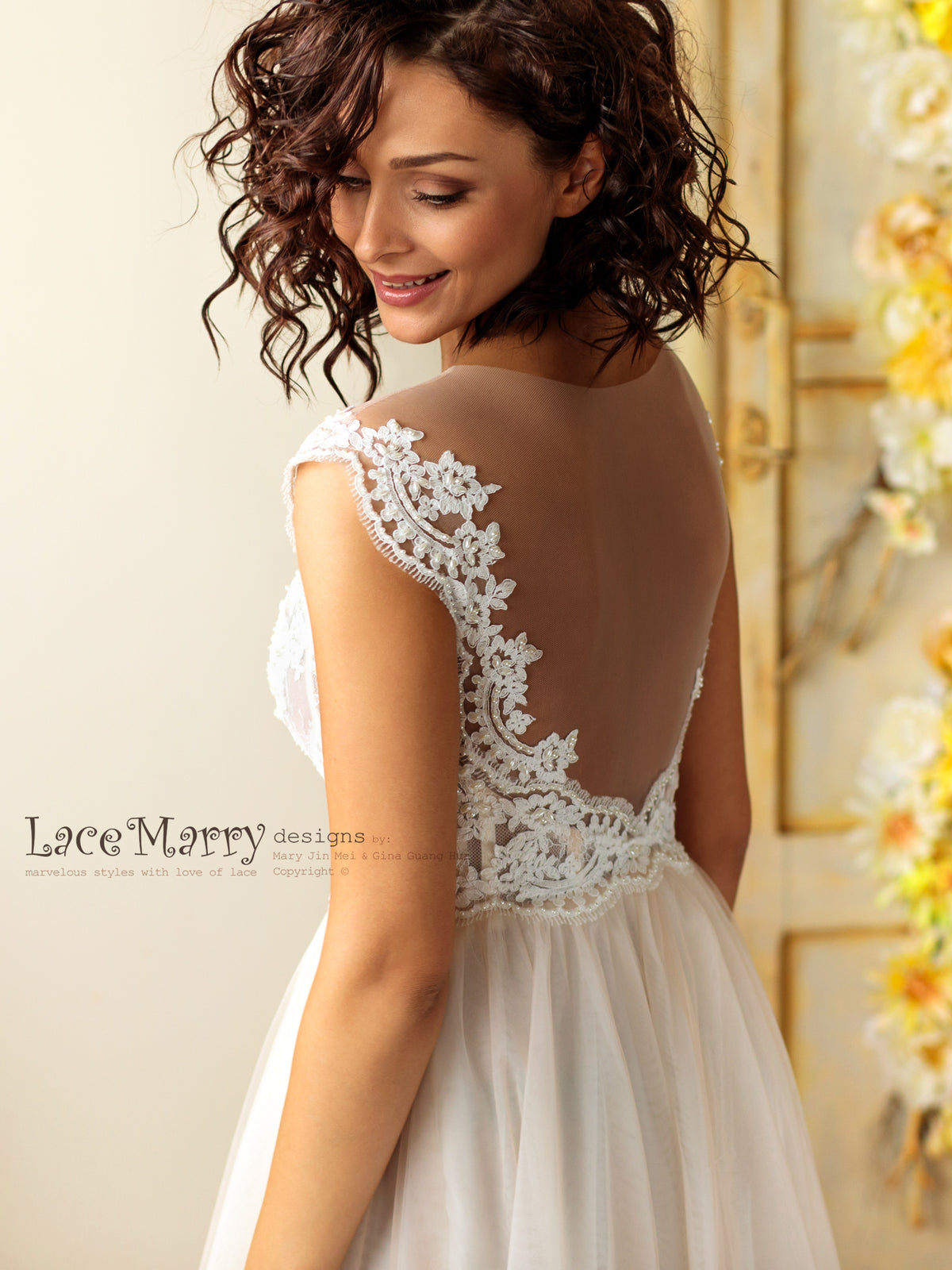 Ivory Wedding Dress with Cap Sleeves