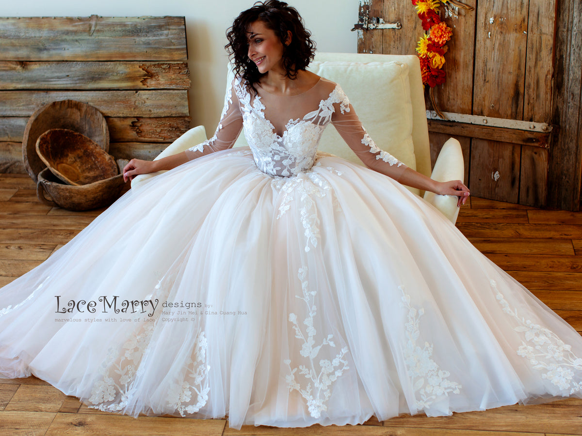 Princess Wedding Dress with Long Lace Sleeves