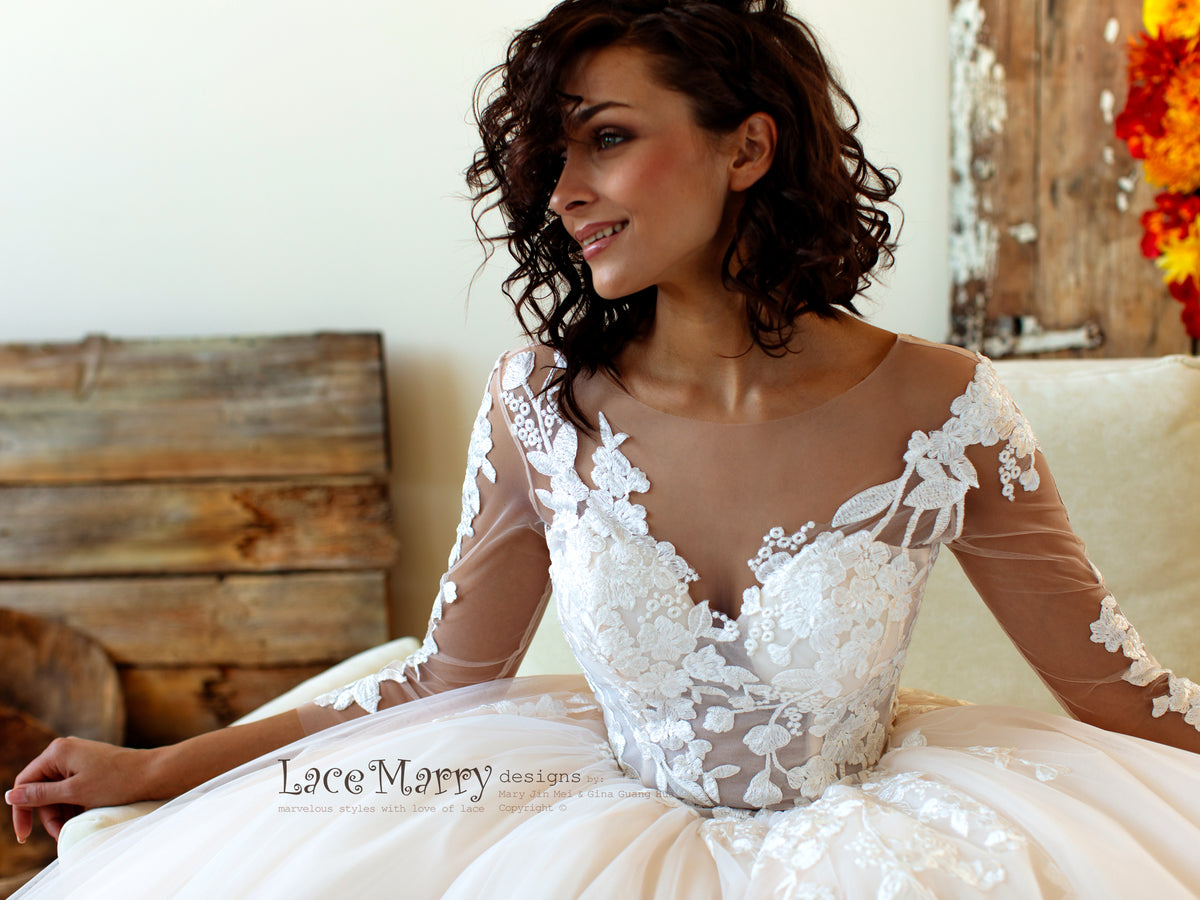 Long Lace Sleeves Wedding Dress