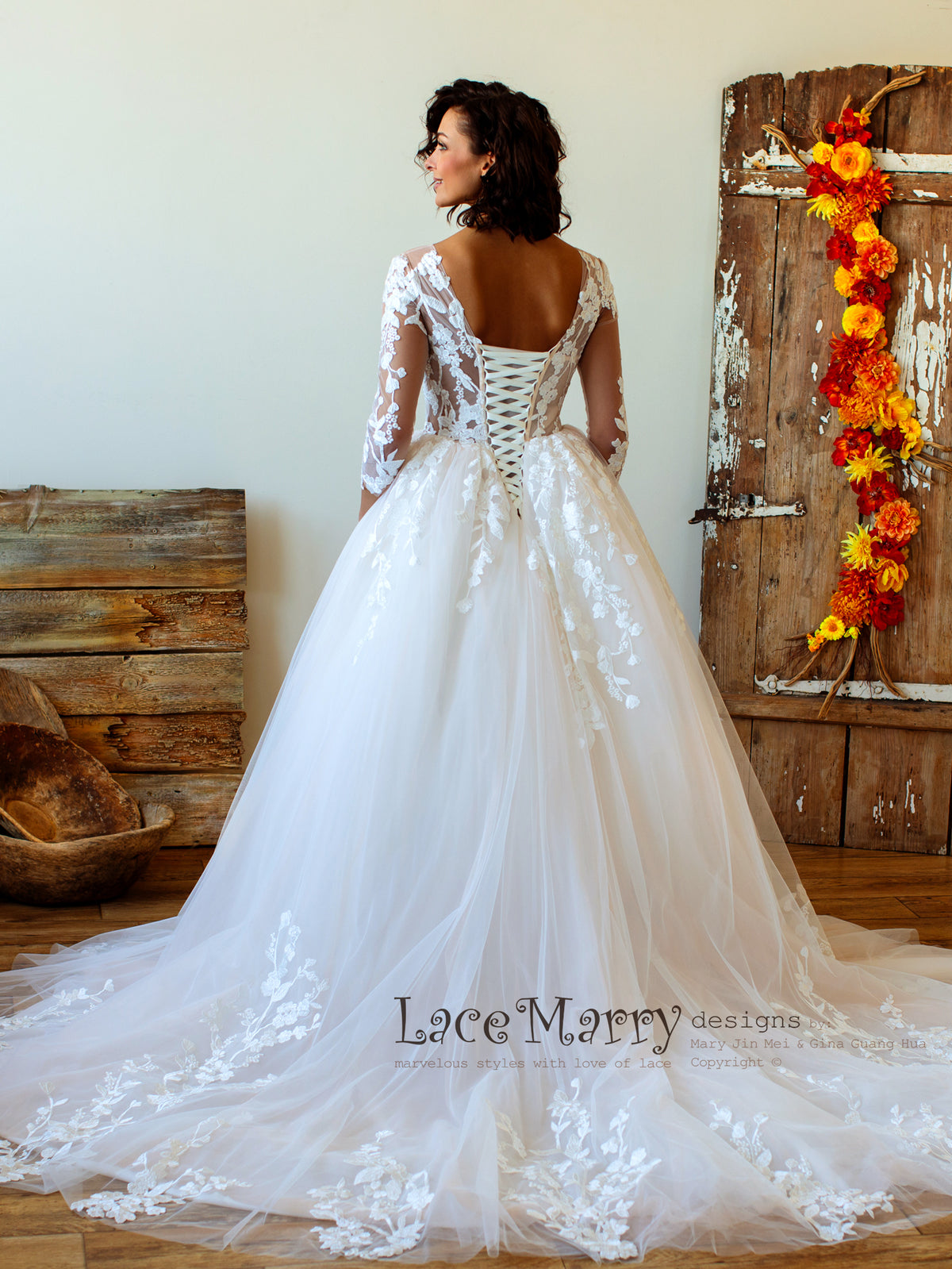 Cathedral Wedding Dress with Tulle Skirt