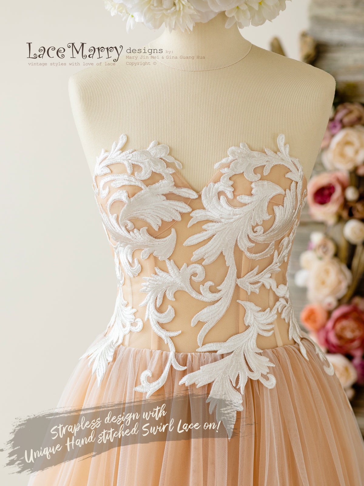 Sweetheart Strapless Lace Wedding Dress