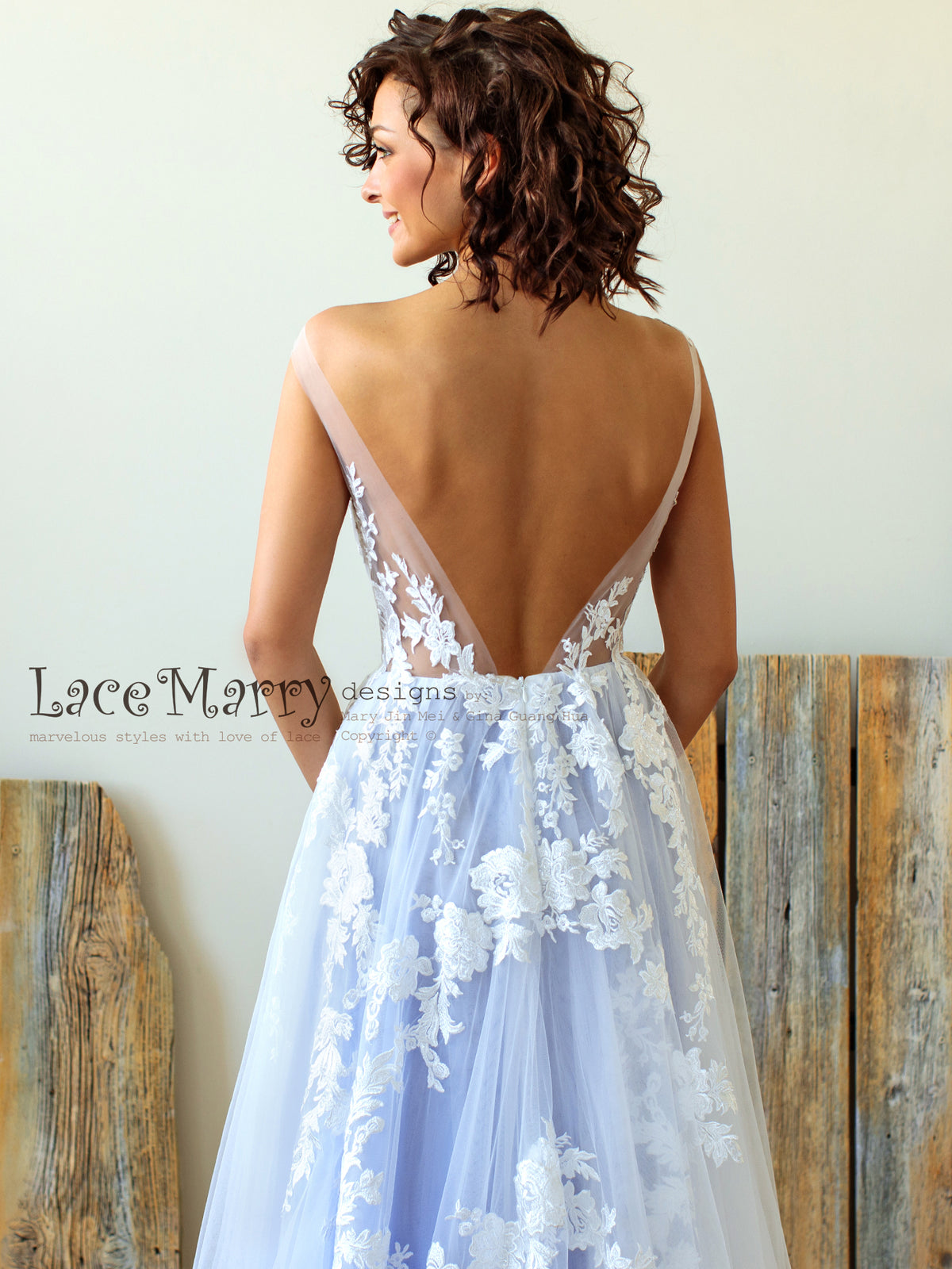 Sexy Deep V Cut Back Wedding Dress