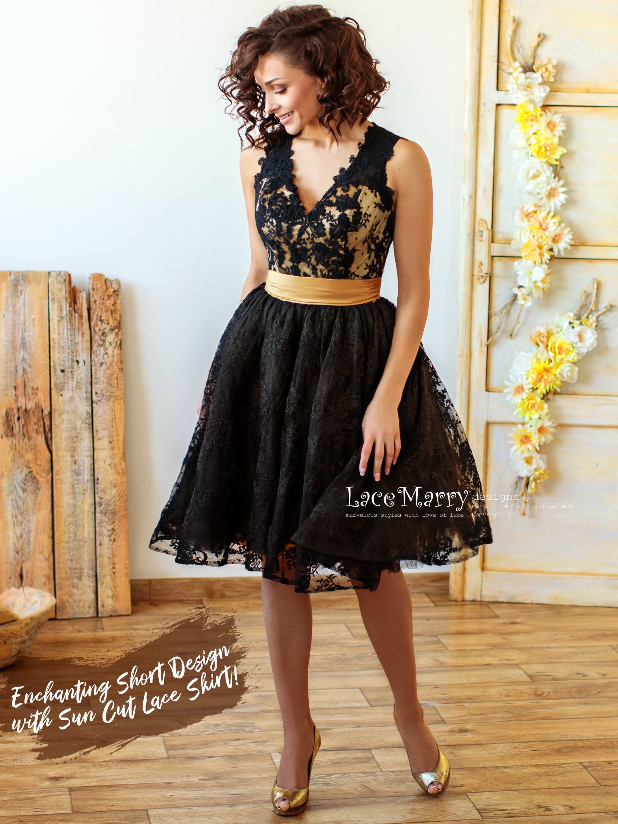 Gold dress for wedding short sale