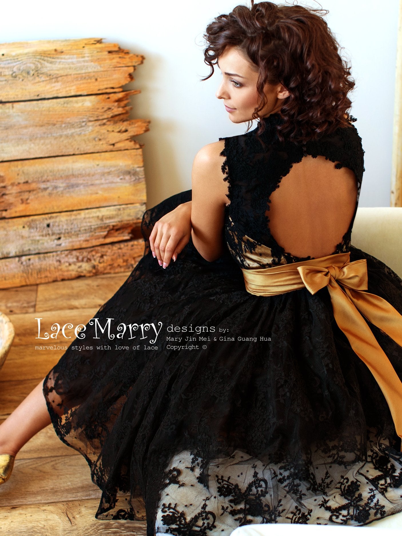Black and gold 2025 knee length dress
