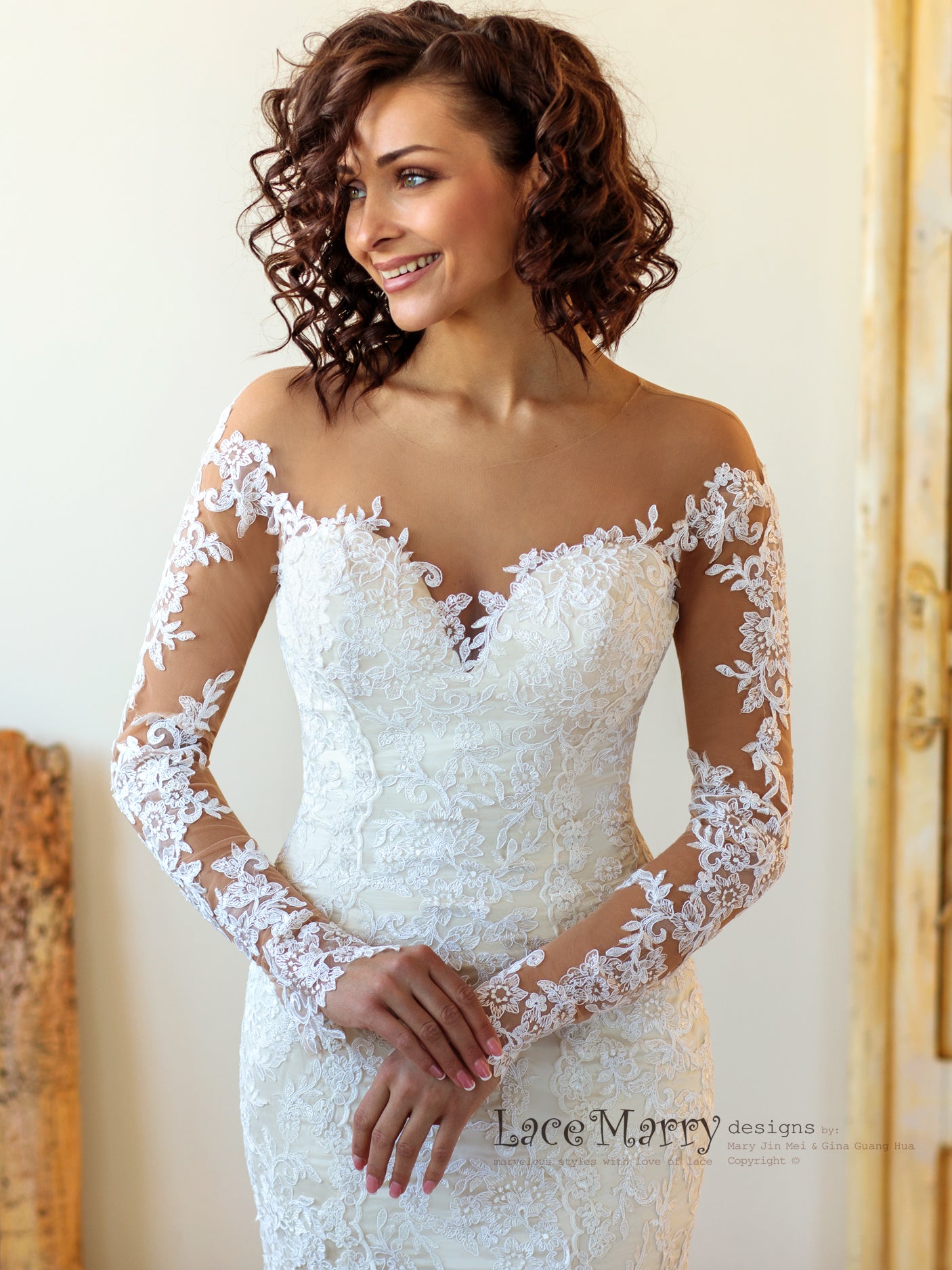 Exquisite Long Lace Sleeves Design Wedding Dress - LaceMarry