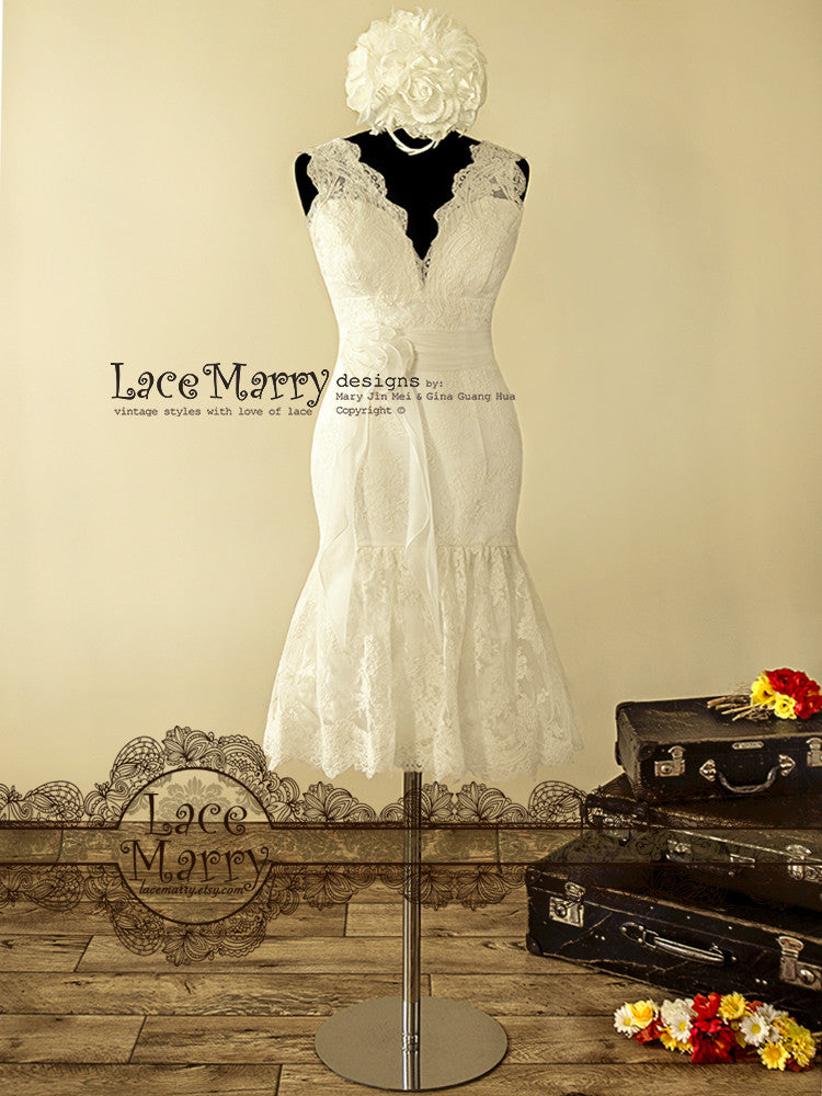 Short Lace Reception Dress