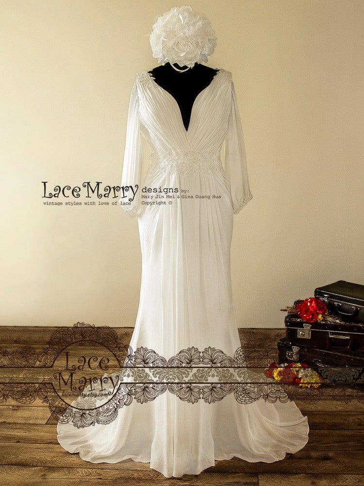 1900 Inspired Chiffon Wedding Dress