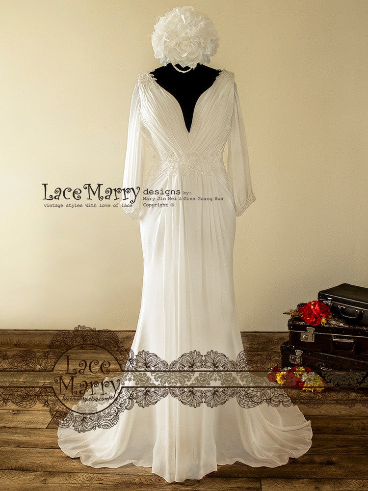 Puff Sleeve Boho Wedding Dress - LaceMarry Puff Sleeve Boho Wedding Dress - LaceMarry