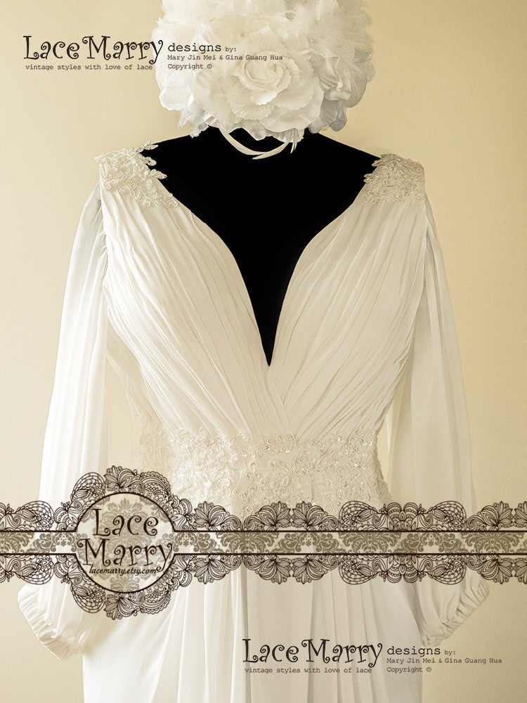 Puff Sleeve Boho Wedding Dress - LaceMarry Puff Sleeve Boho Wedding Dress - LaceMarry