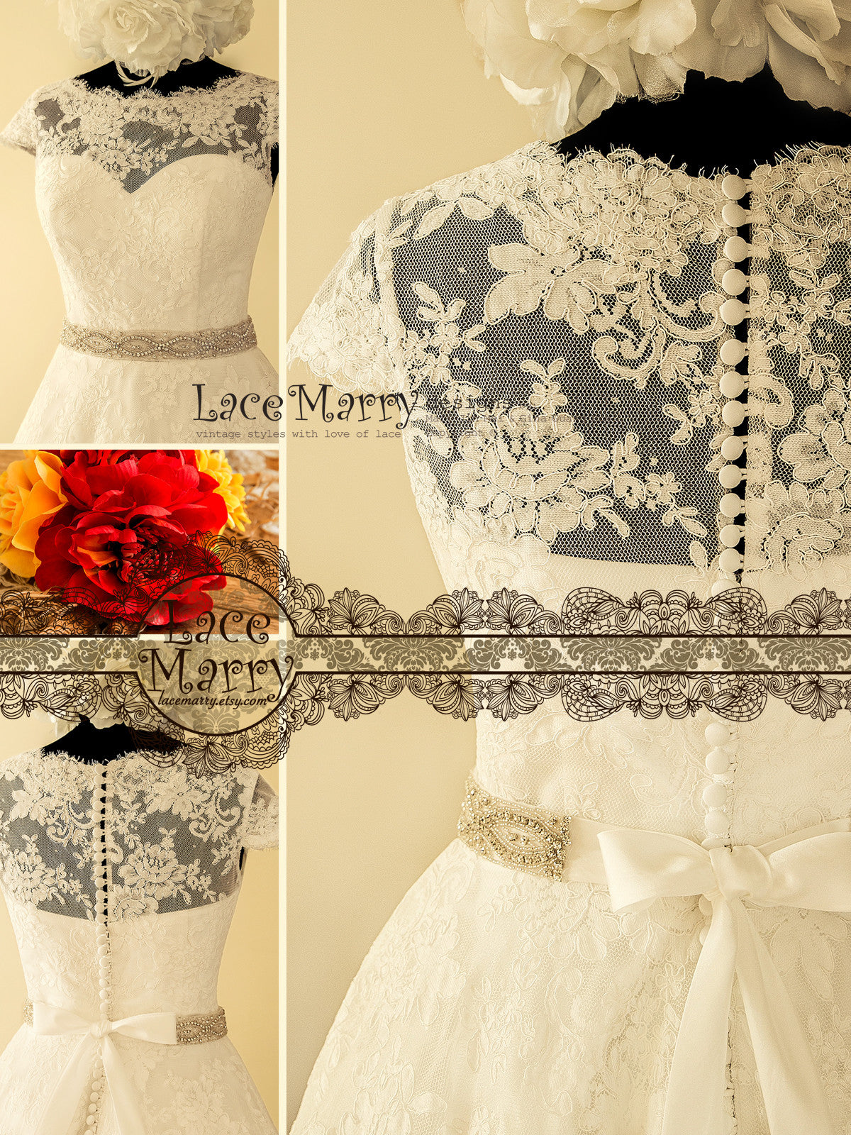 Wedding Dress with Buttons on the Back