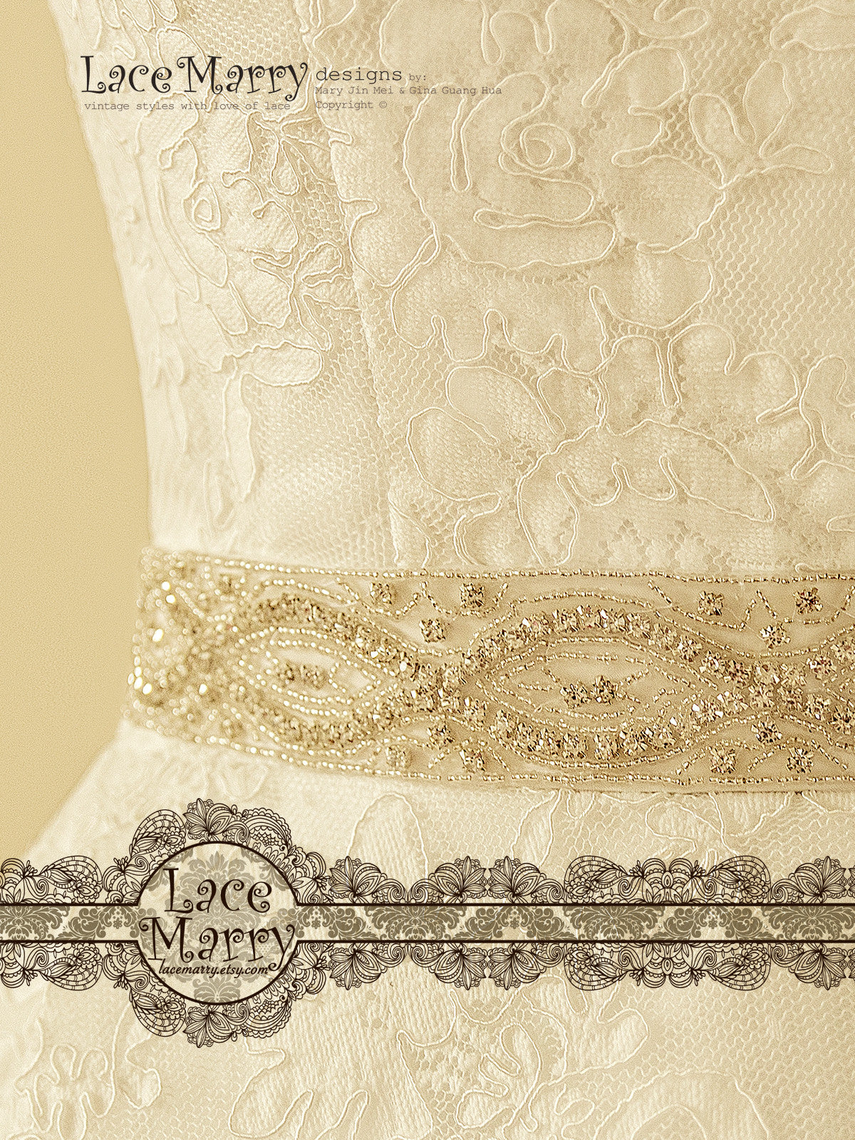 Vintage Style Wedding Dress from Alencon Lace in Knee Length - LaceMarry Vintage Style Wedding Dress from Alencon Lace in Knee Length - LaceMarry
