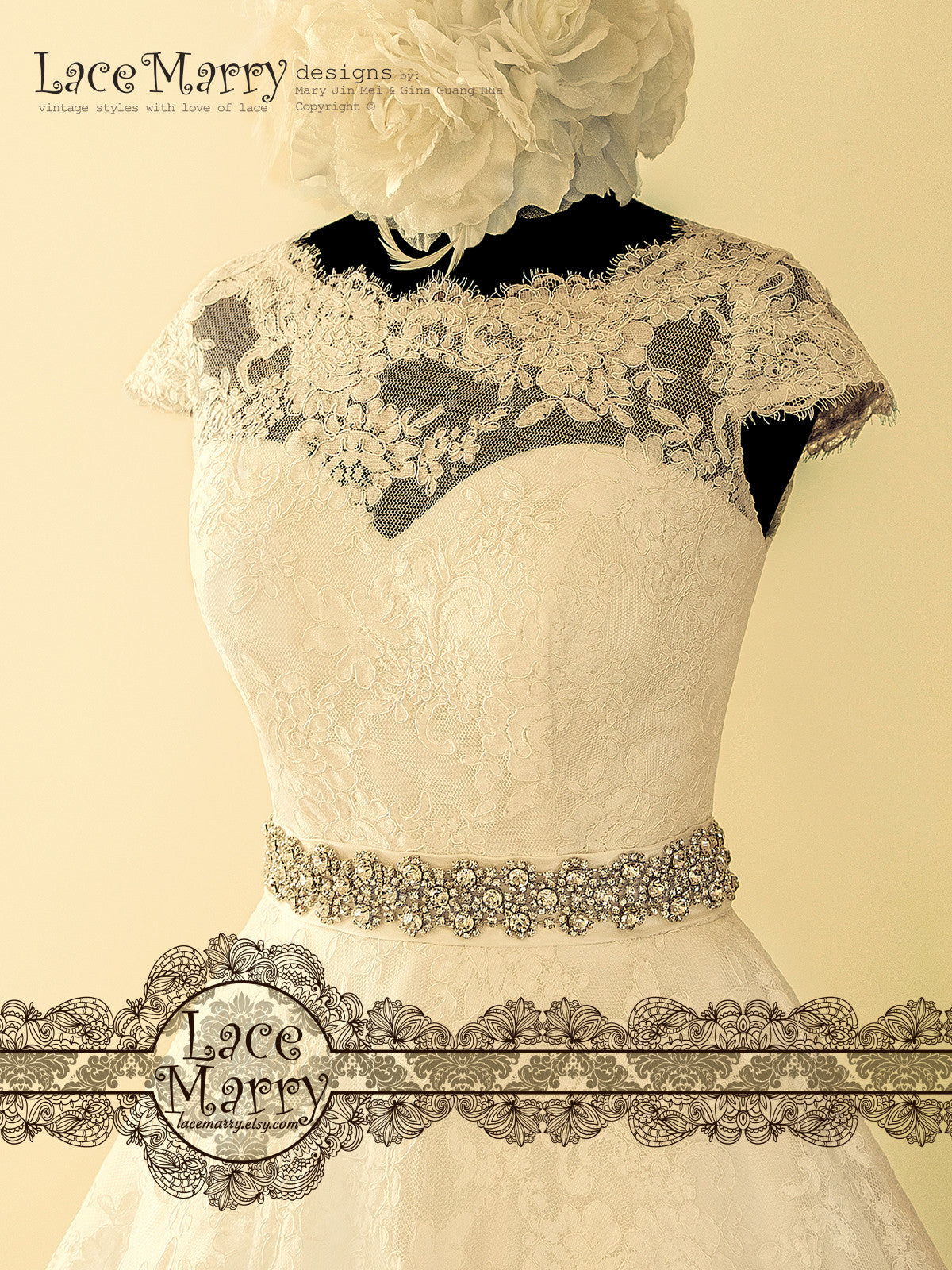 Illusion Neckline Wedding Dress
