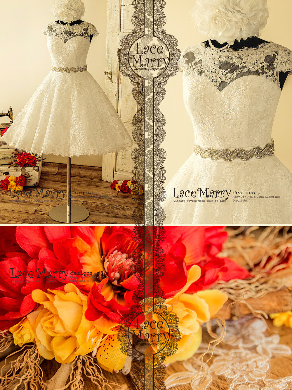 50s Inspired Short Wedding Dress