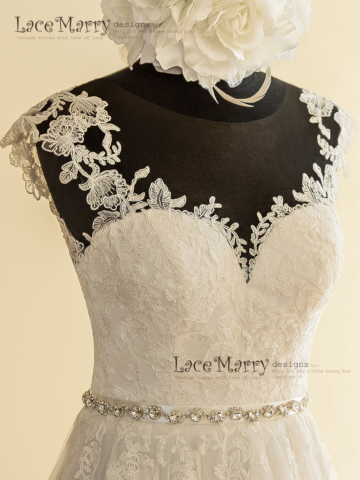 Illusion Sweetheart Neckline Lace Wedding Dress