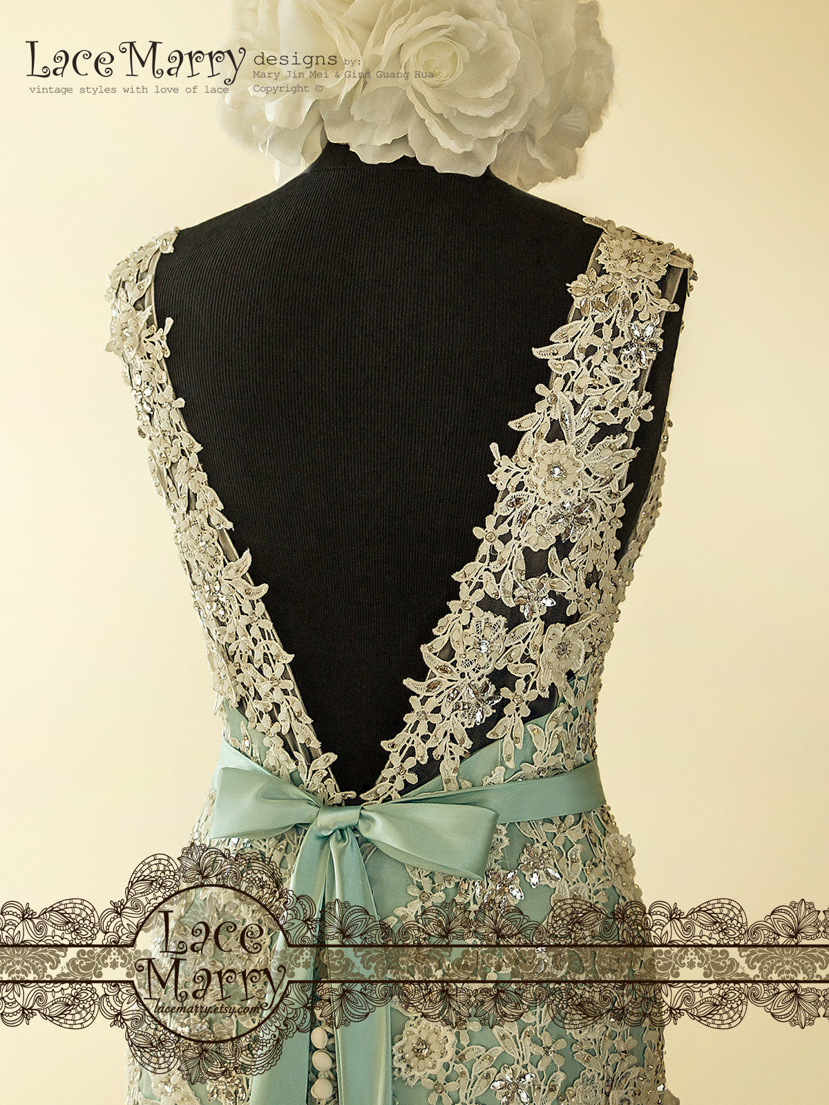 Sexy Deep Open Back Lace Wedding Dress
