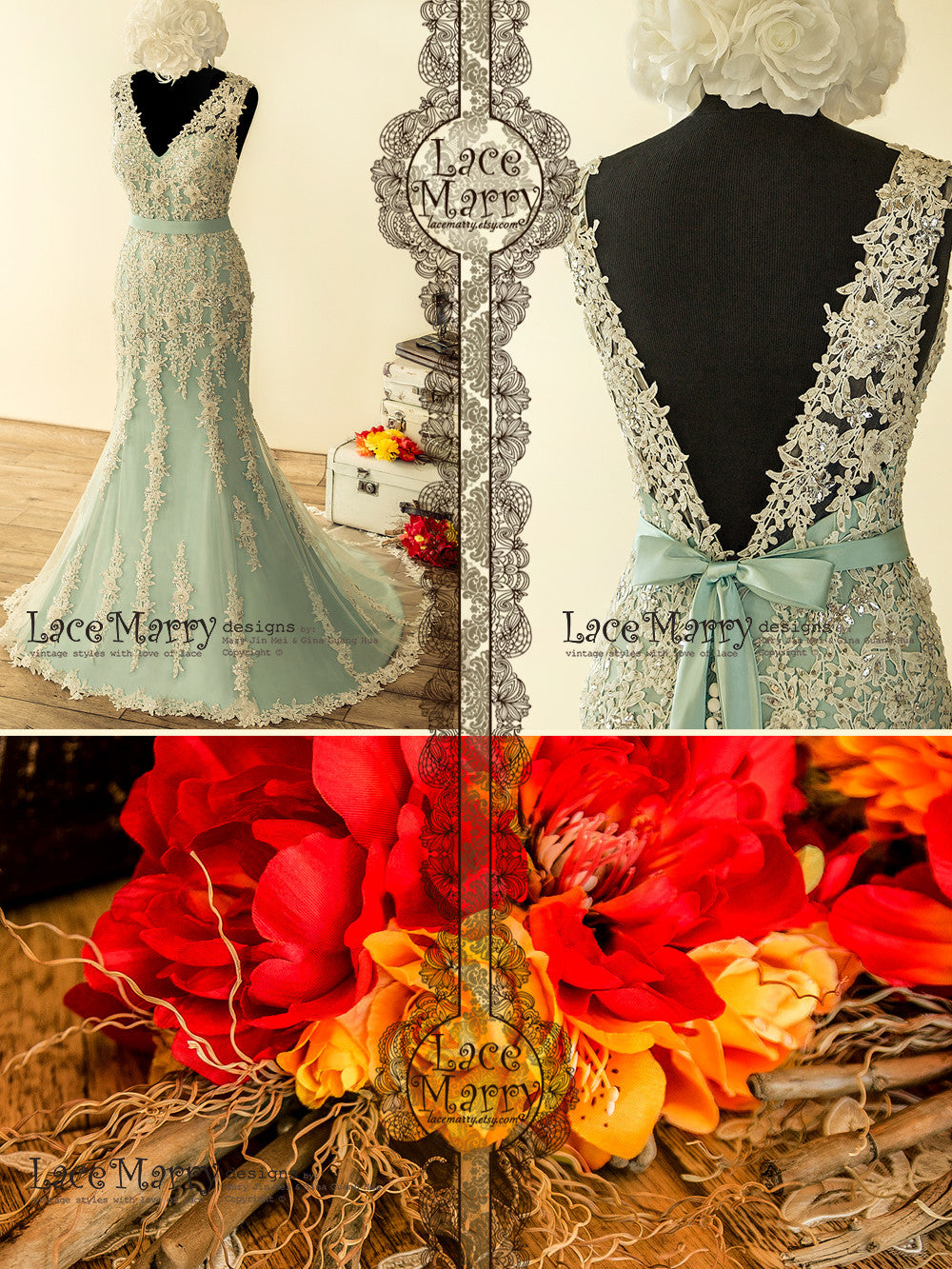 Fabulous Teal Wedding Dress With Beadwork