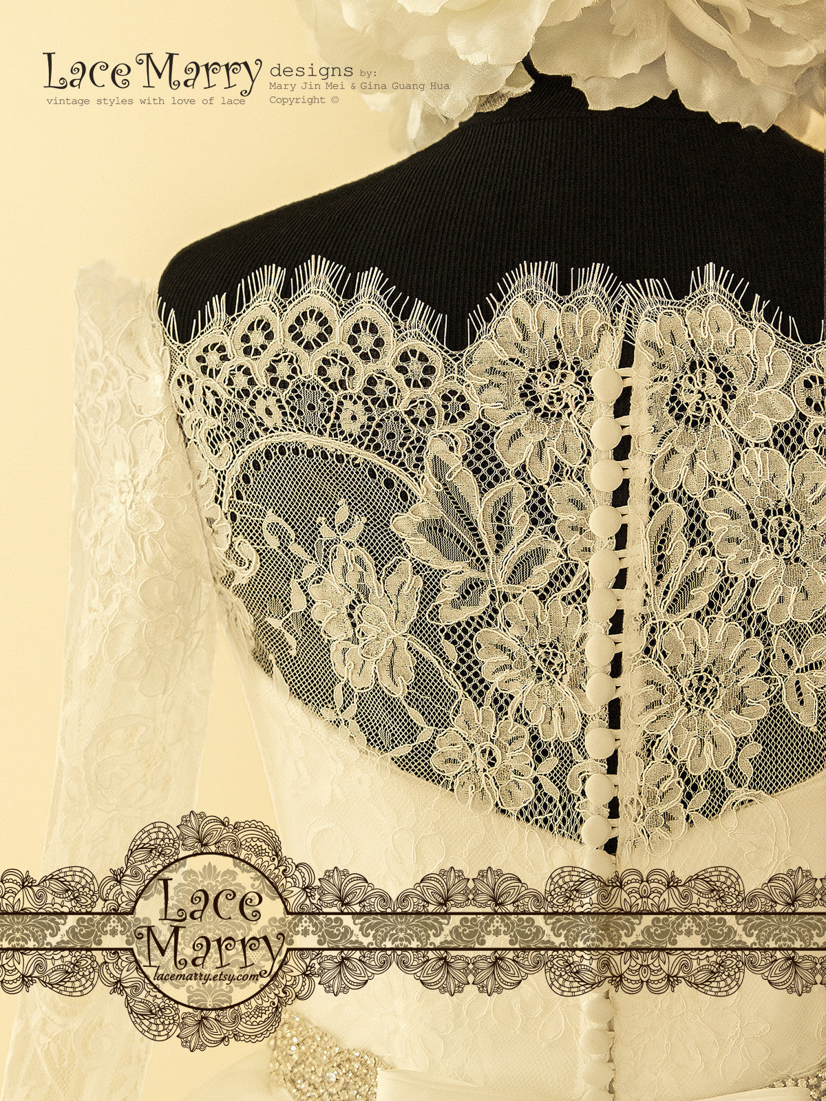 Illusion Neckline with All Around Scalloped Edge Wedding Dress