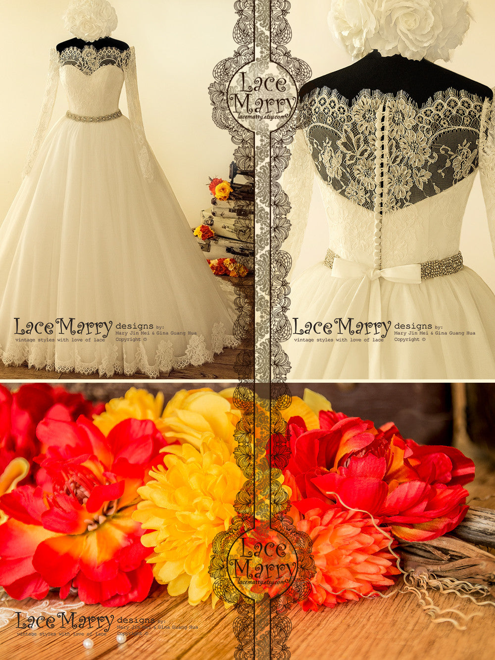 Off Shoulder Wedding Dress with Soft Chantilly Lace