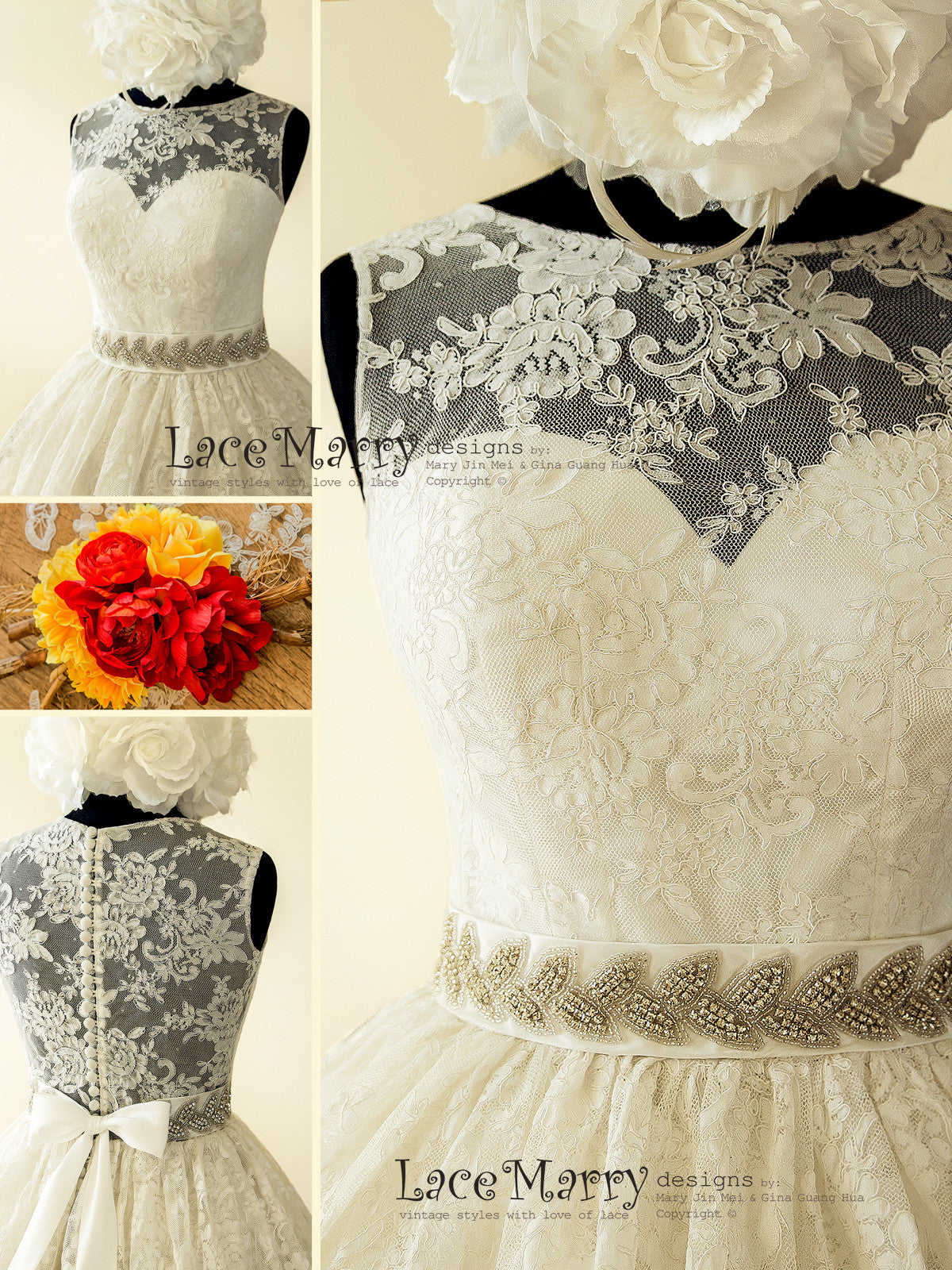 Lace Wedding Dress with Illusion Sweetheart Neckline