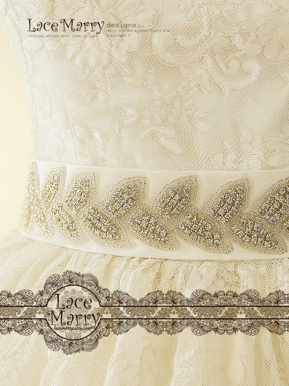 Beaded Embellishment Sash on Wedding Dress