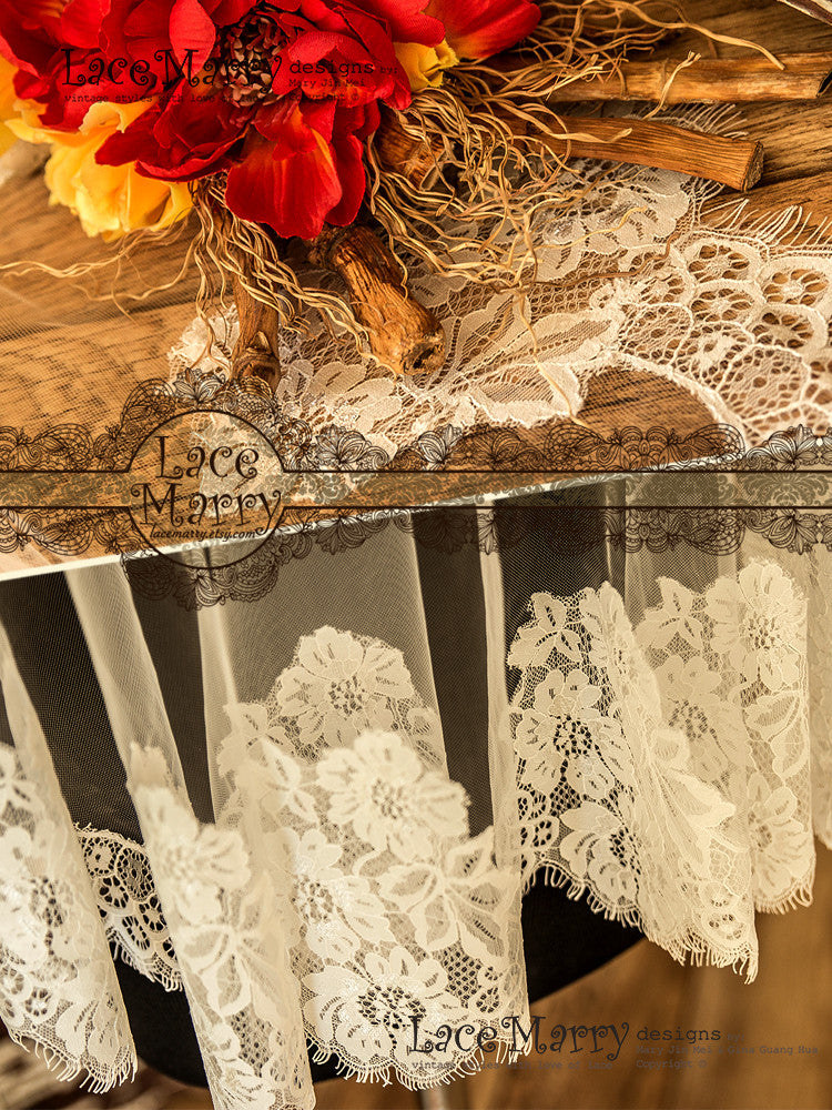Alencon Lace Edged Bridal Veil