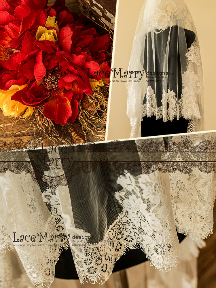 Alencon Lace Wedding Veil
