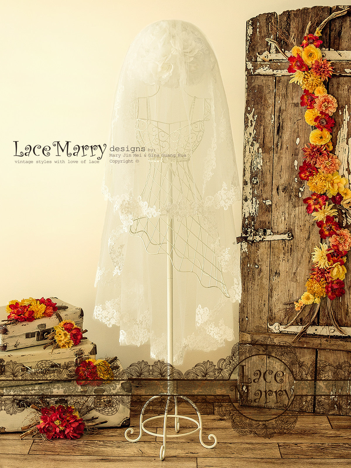 Drop Lace Bridal Veil