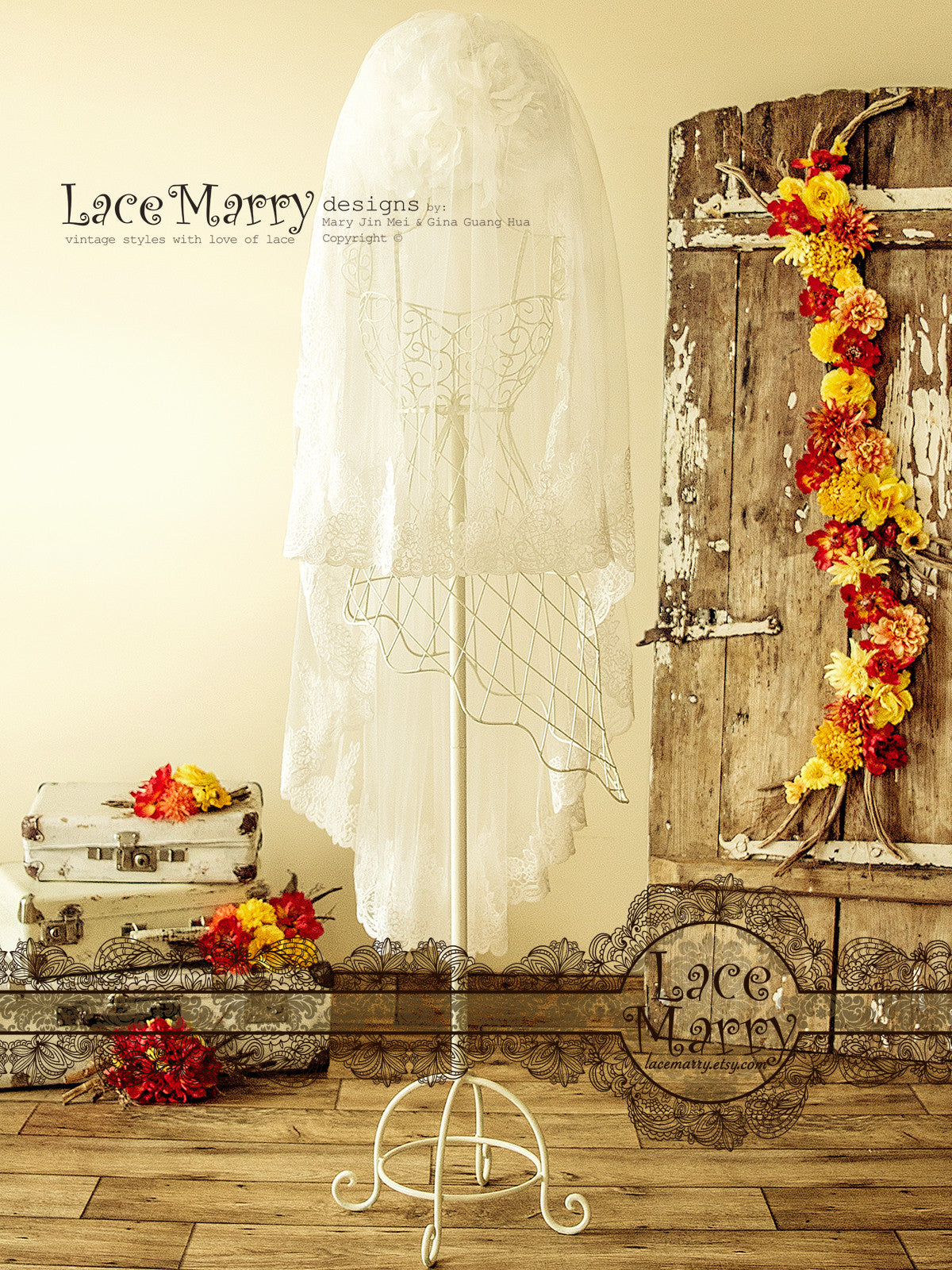 Drop Lace Wedding Veil