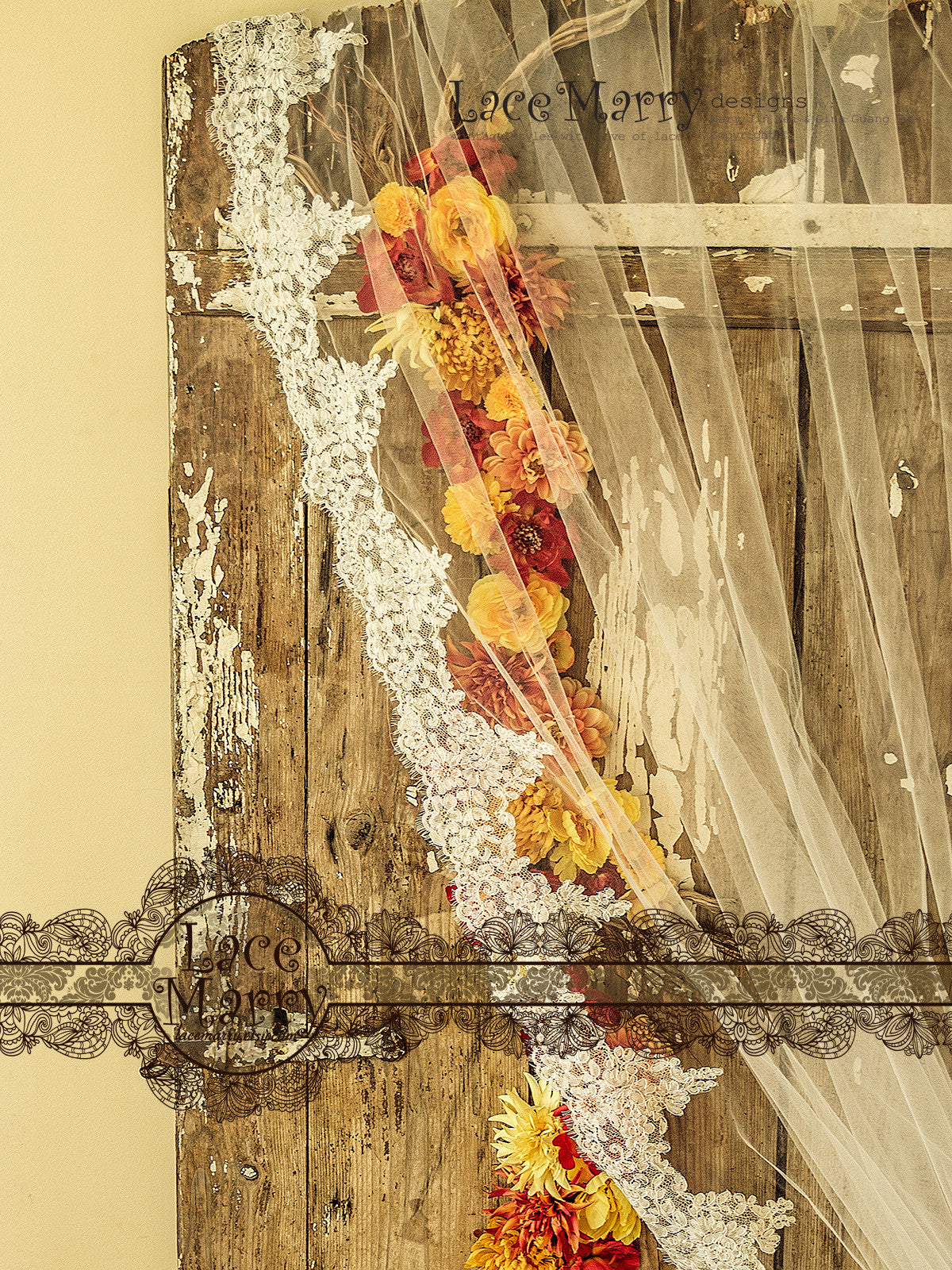Wedding Veil with Wide Alencon Lace Edge