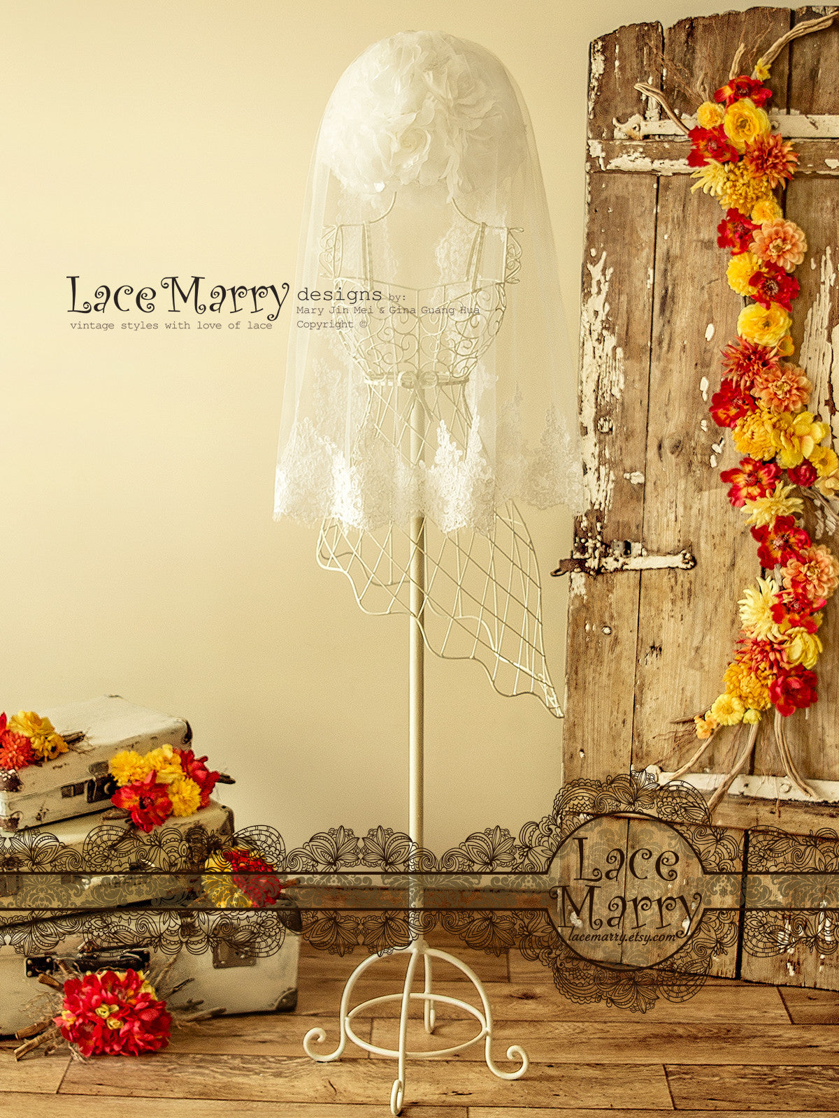 Fingertip Mantilla Bridal Veil