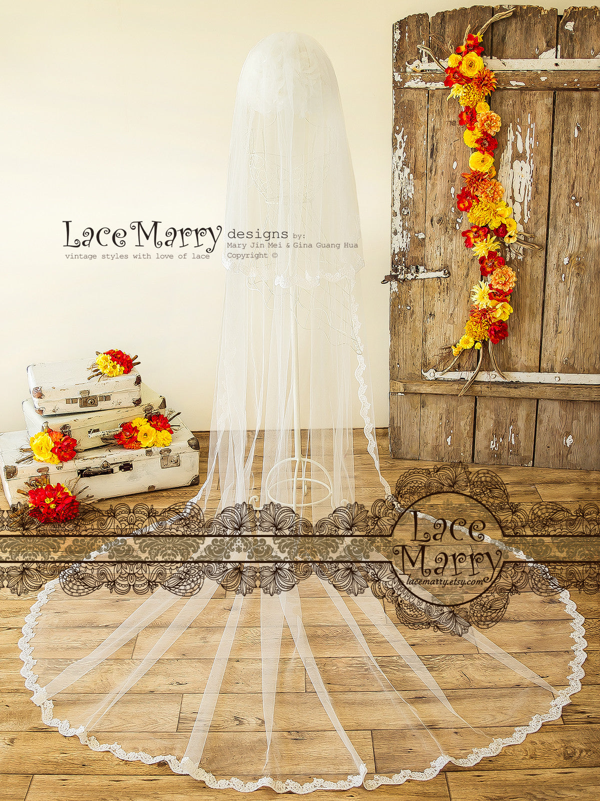 Double Tier Long Wedding Veil